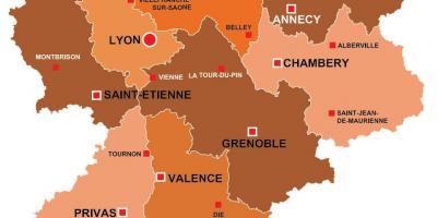 Лион регионот франција мапа