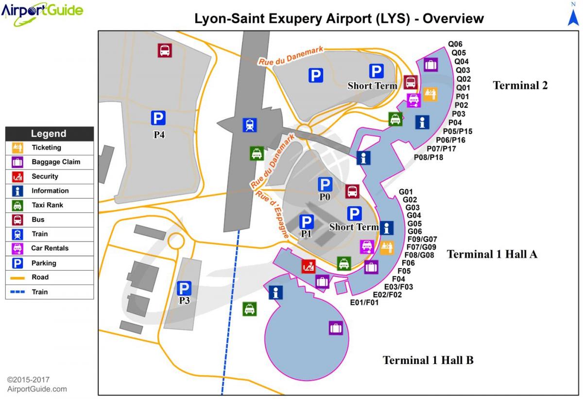 Лион франција аеродром мапа