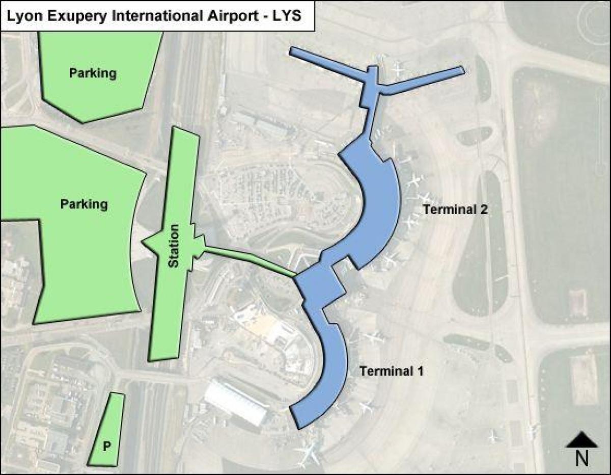 Карта на Лион аеродромски терминал
