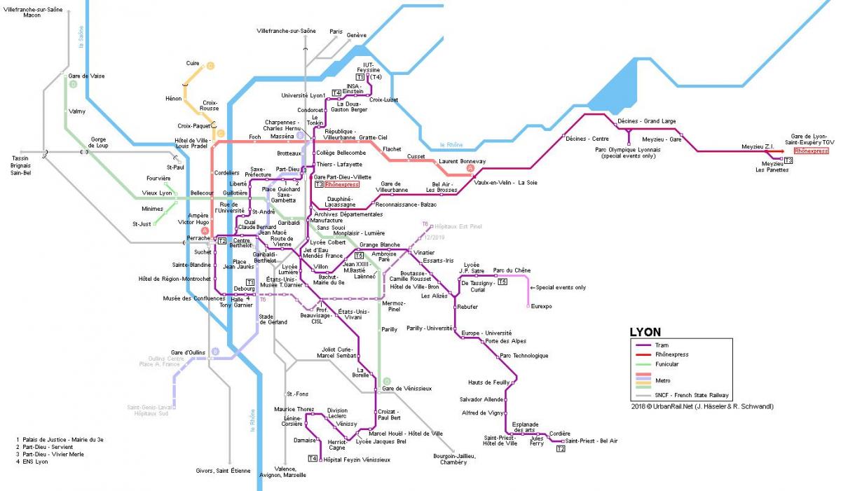 Лион железнички мапа