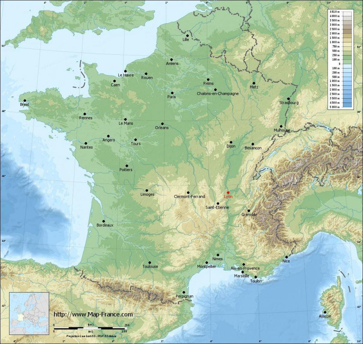 Лион франција мапа на градот