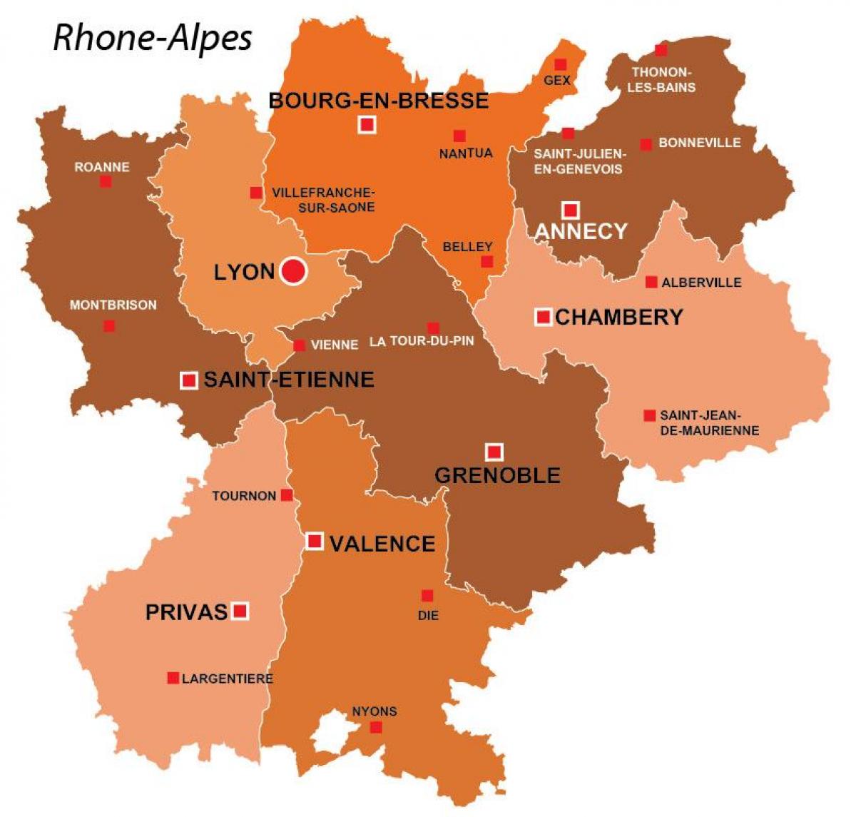 Лион регионот франција мапа
