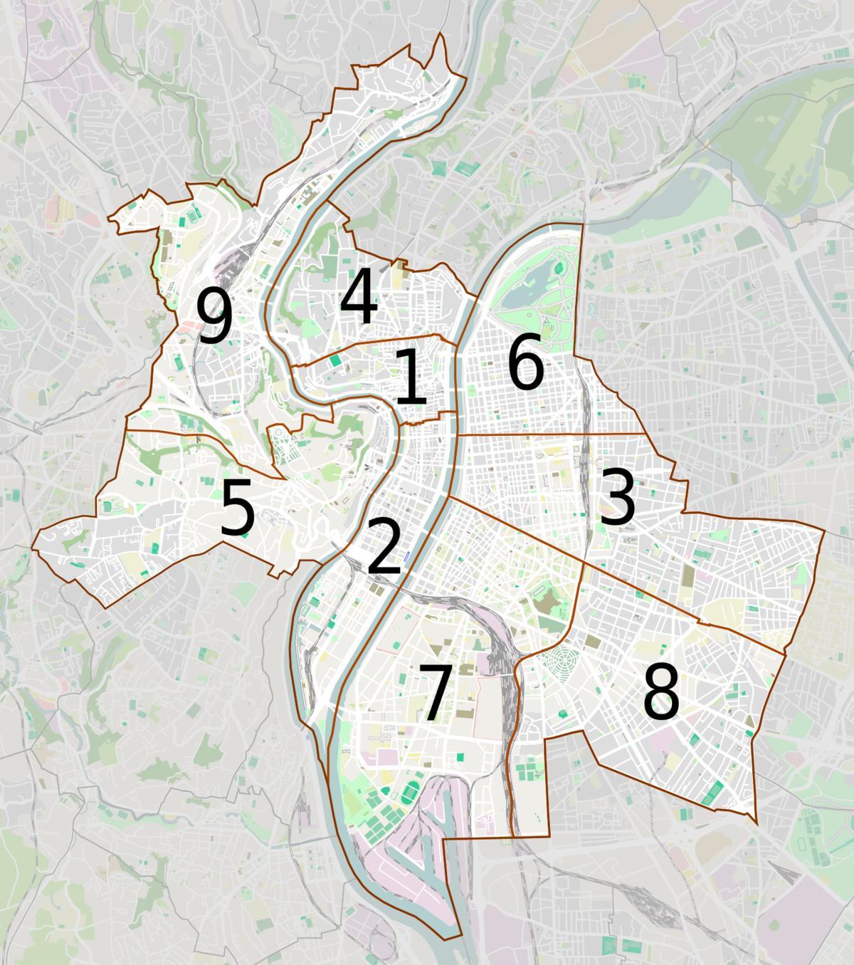 карта на Лион соседството