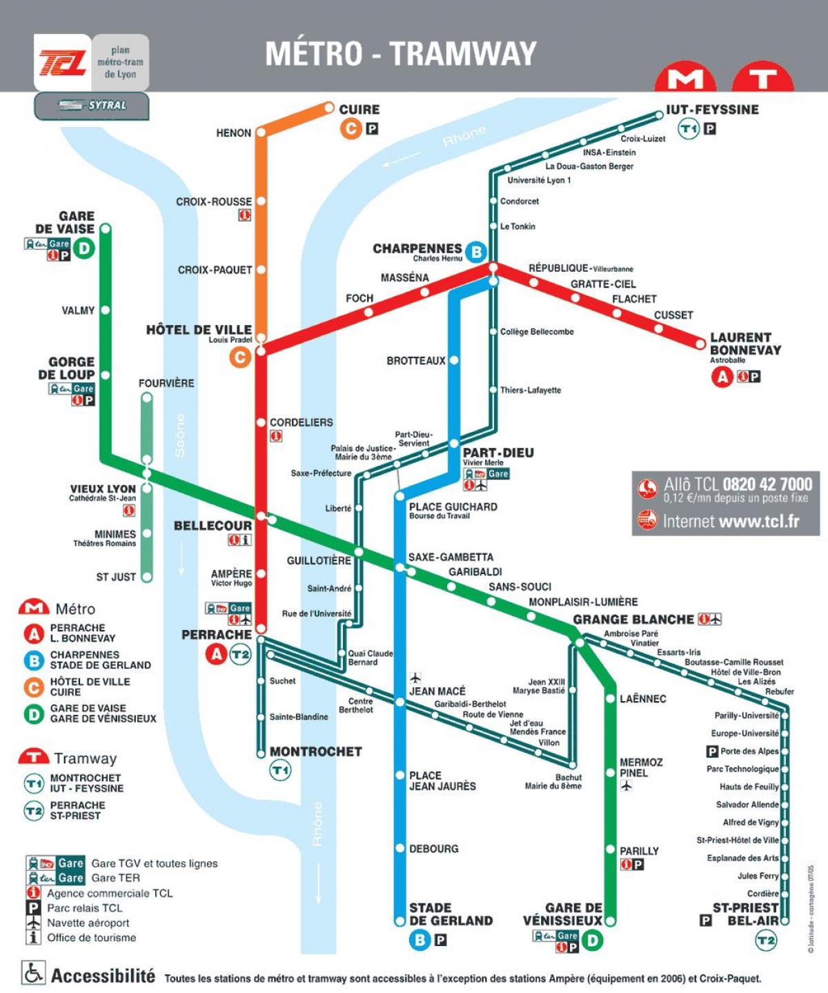 Лион метро мапата 2016 година